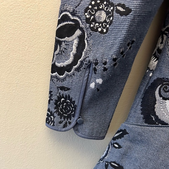 Free People x Charo Ruiz Ibiza Ara Mini Dress Small New Blue Floral Jacquard - Picture 7 of 8